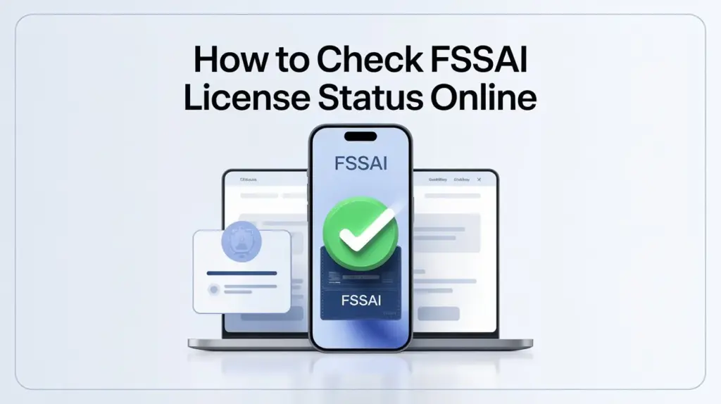 How to check FSSAI license status online – Step-by-step guide for food business owners showing online license verification on FoSCoS portal.